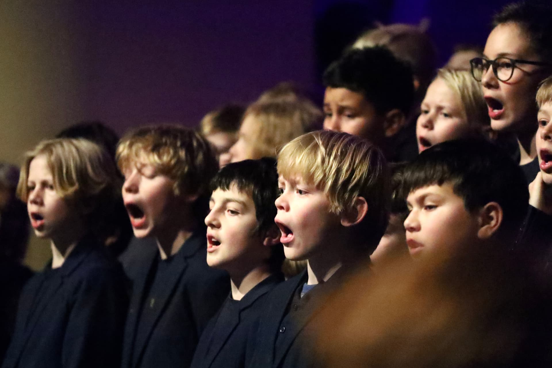 Sangere med full stemme på konsert